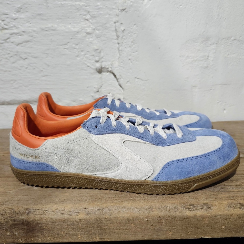 Skechers Hot Shot For The Win Womens 11 Retro Suede Sneakers Blue Orange 185234